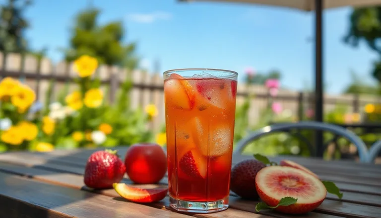 Bouteille de jus de fruits exposée au soleil