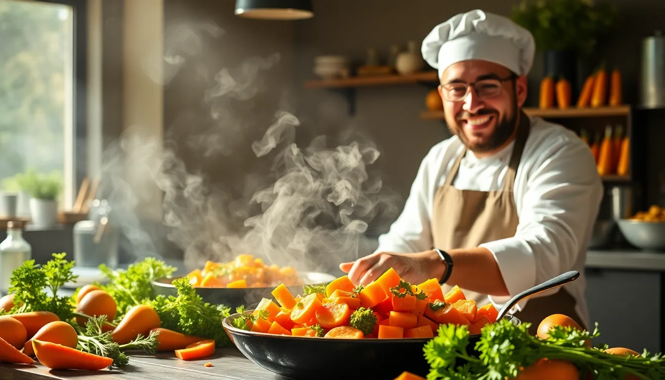 Salade colorée préparée avec des fanes de carottes