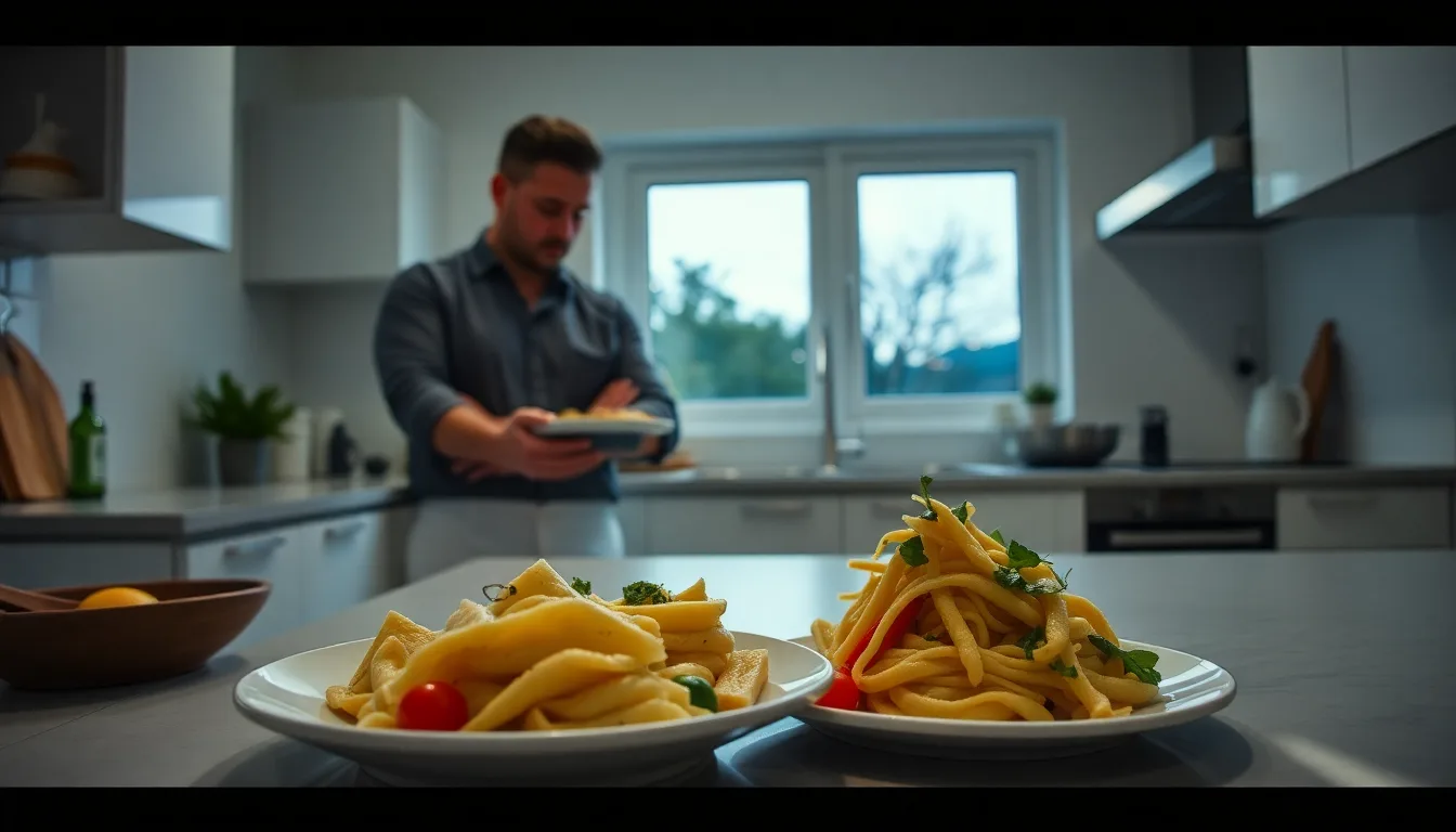 Une assiette appétissante d'un plat simple et rapide, préparé en 10 minutes, sur une table joliment dressée.