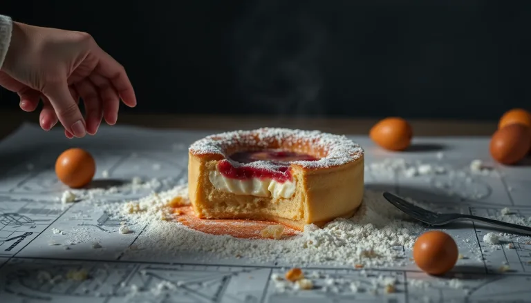 Un dessert visiblement raté, prêt à être jeté.