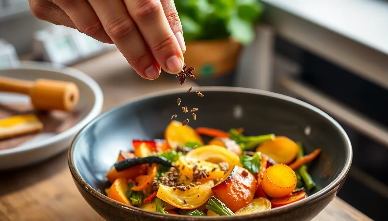 Plat appétissant préparé avec des épluchures de légumes transformées.