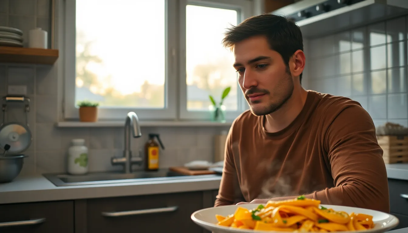 Assiette de plat appétissant sur une table, avec une horloge indiquant 10 minutes.