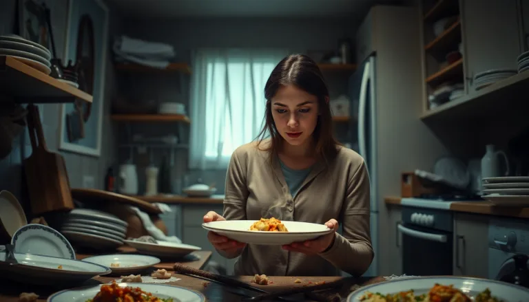 Une table de dîner désordonnée avec un plat de secours