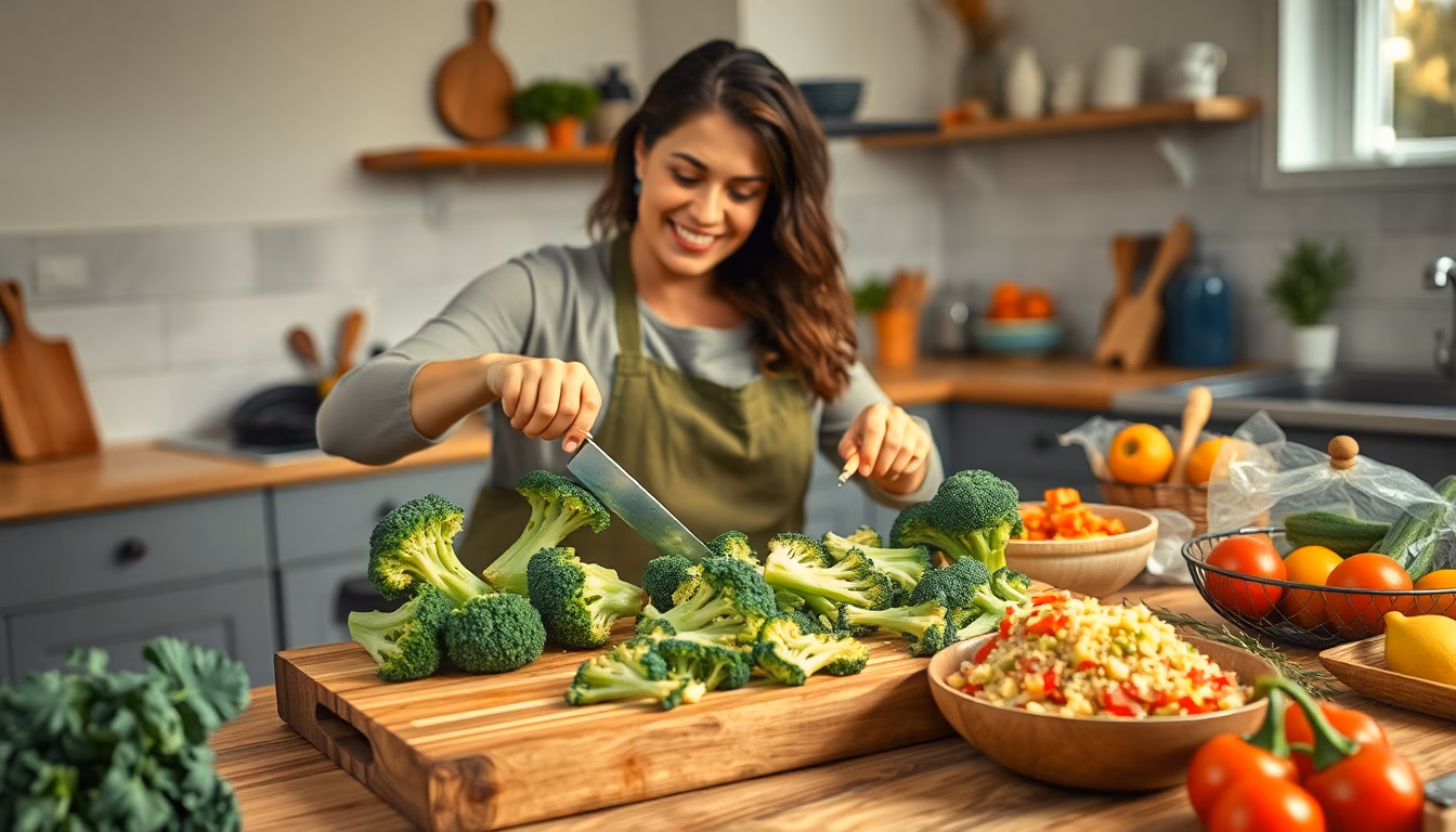 Des tiges de brocoli coupées et prêtes à être cuisinées.