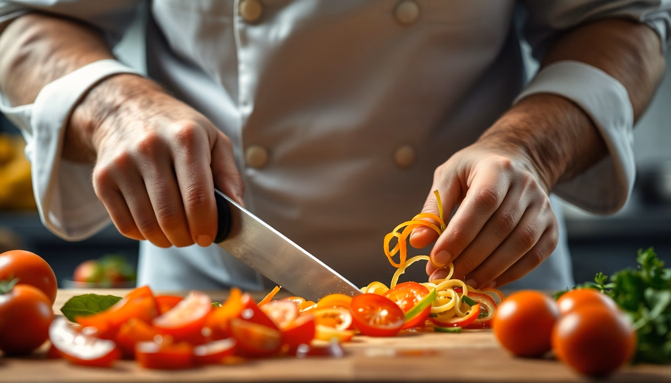 Chef mesurant méticuleusement un ingrédient