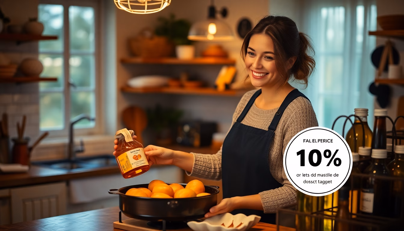 Différentes bouteilles d'huiles végétales alignées avec une étiquette de prix réduite.
