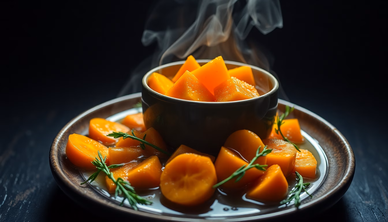 Assiette colorée contenant un plat préparé avec des épluchures de carottes