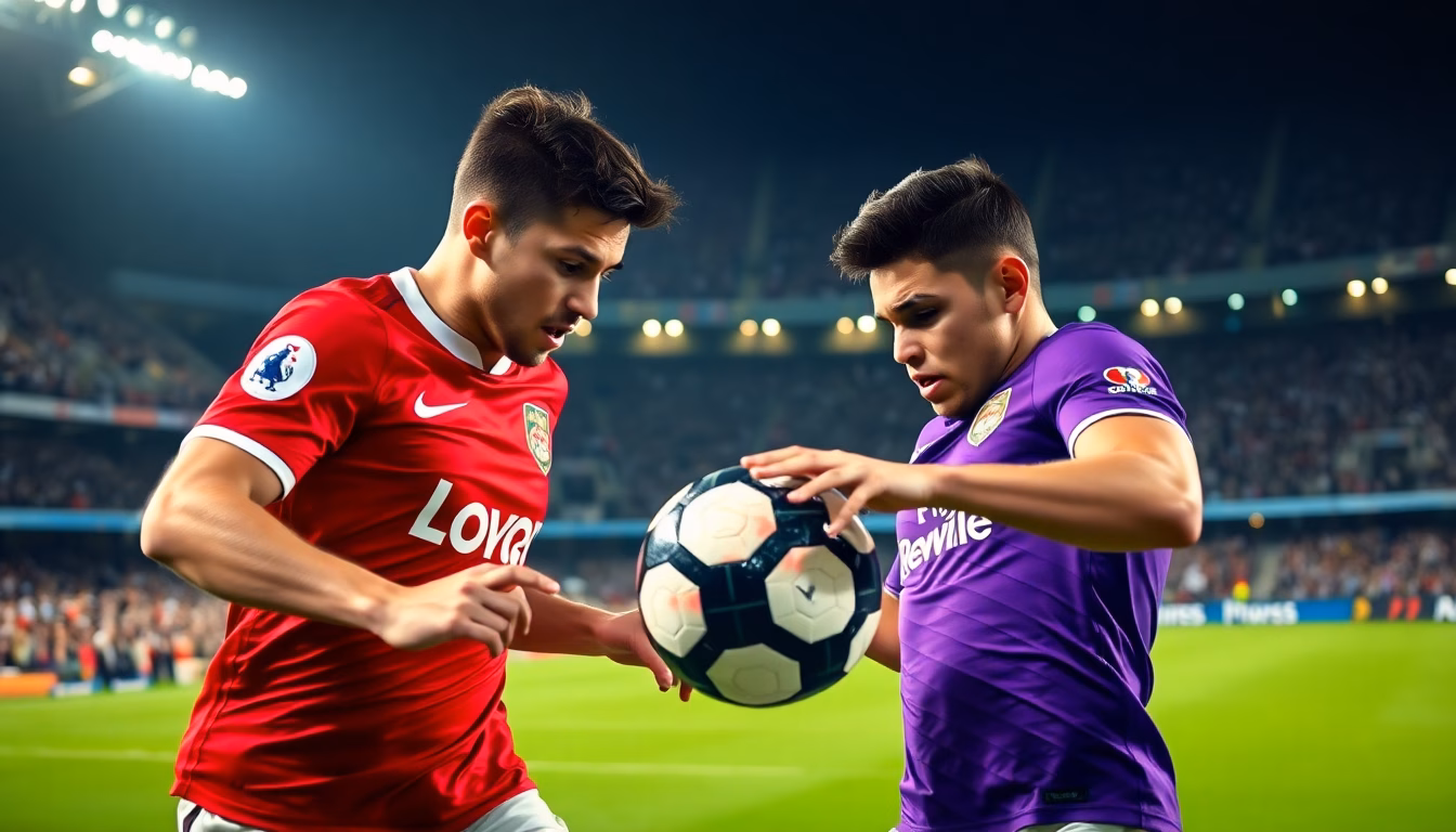 Joueurs de Lyon et Toulouse s'affrontant