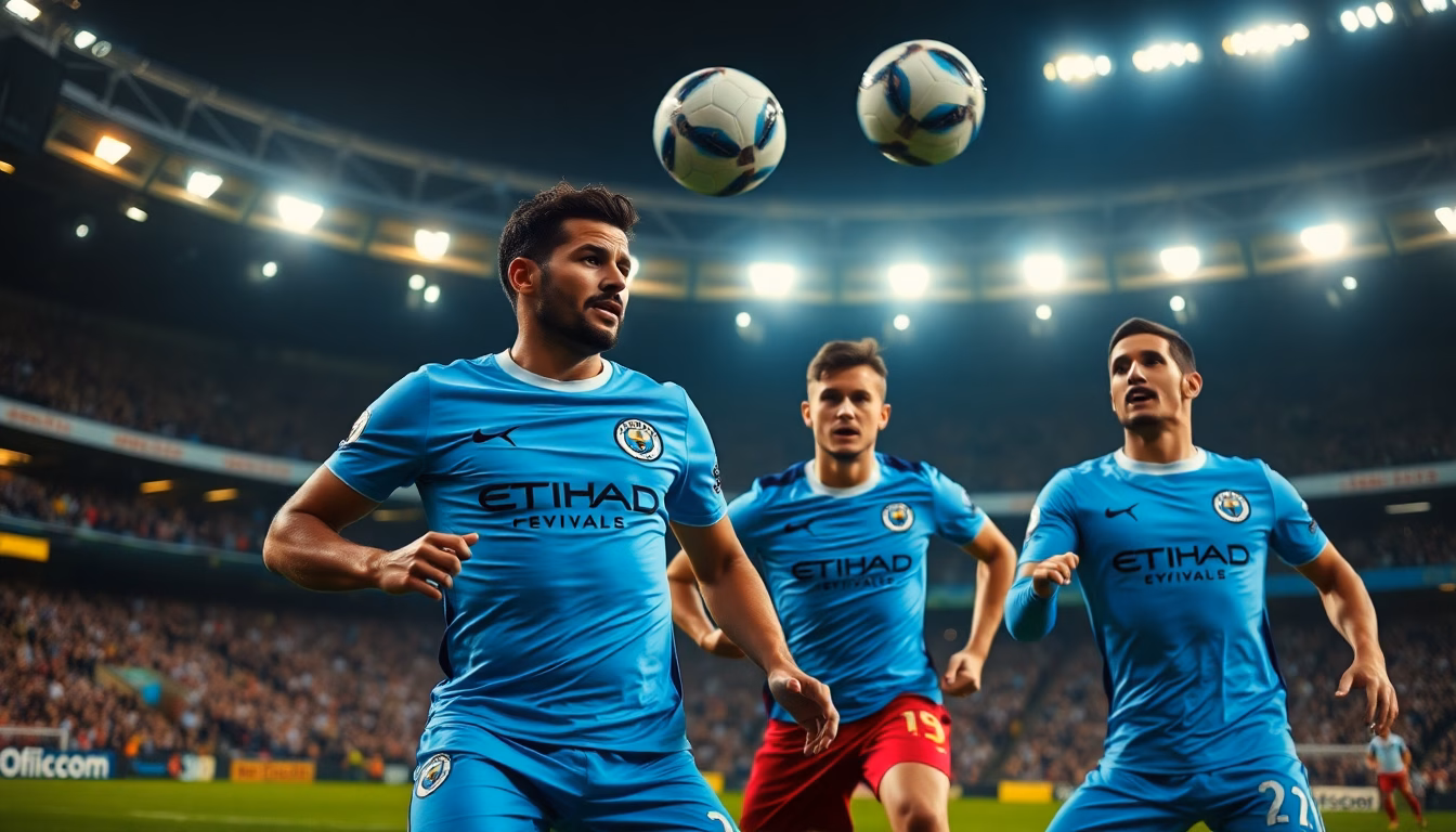 Joueurs de football de Brentford et Manchester City lors d'un match