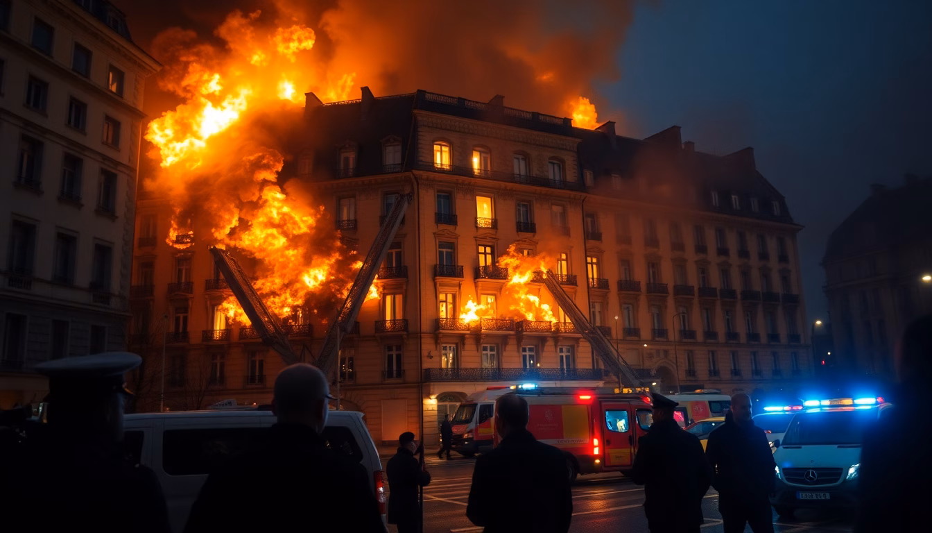 Dégâts d'incendie à l'Hôtel de Matignon