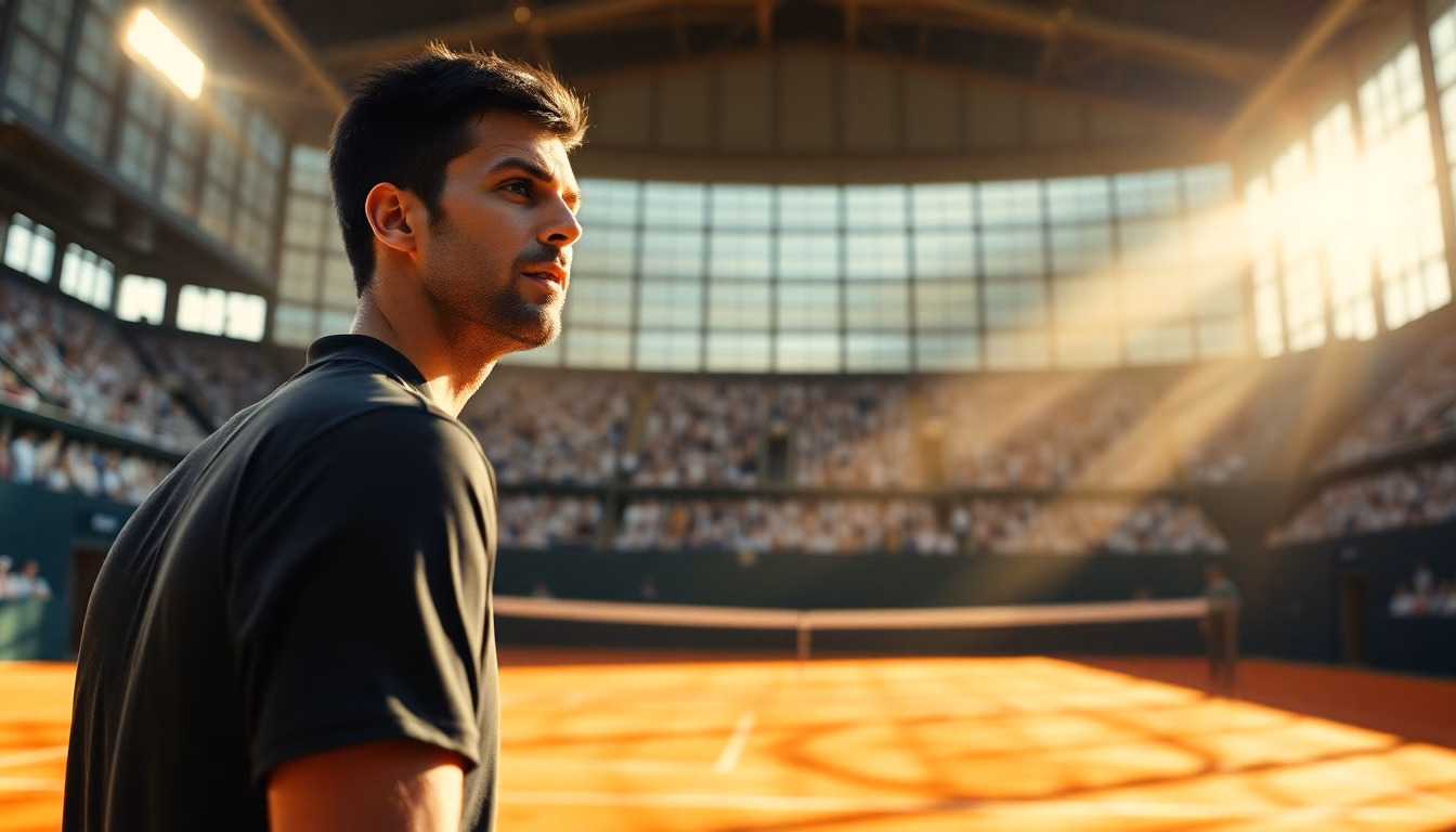 Novak Djokovic s'entraînant sur un court de tennis