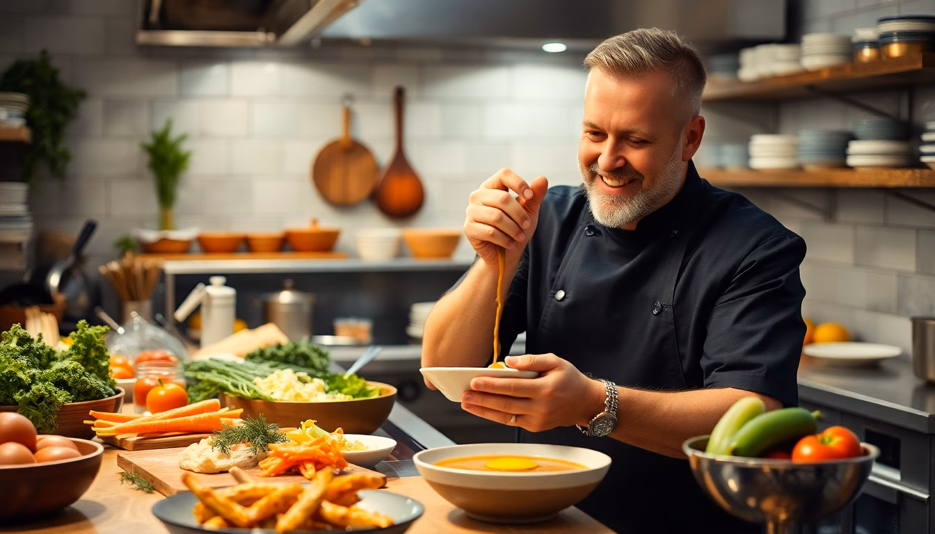 Philippe Etchebest cuisinant un plat