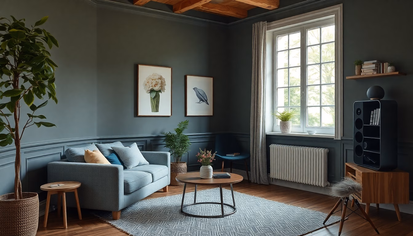 salon moderne épuré plante verte