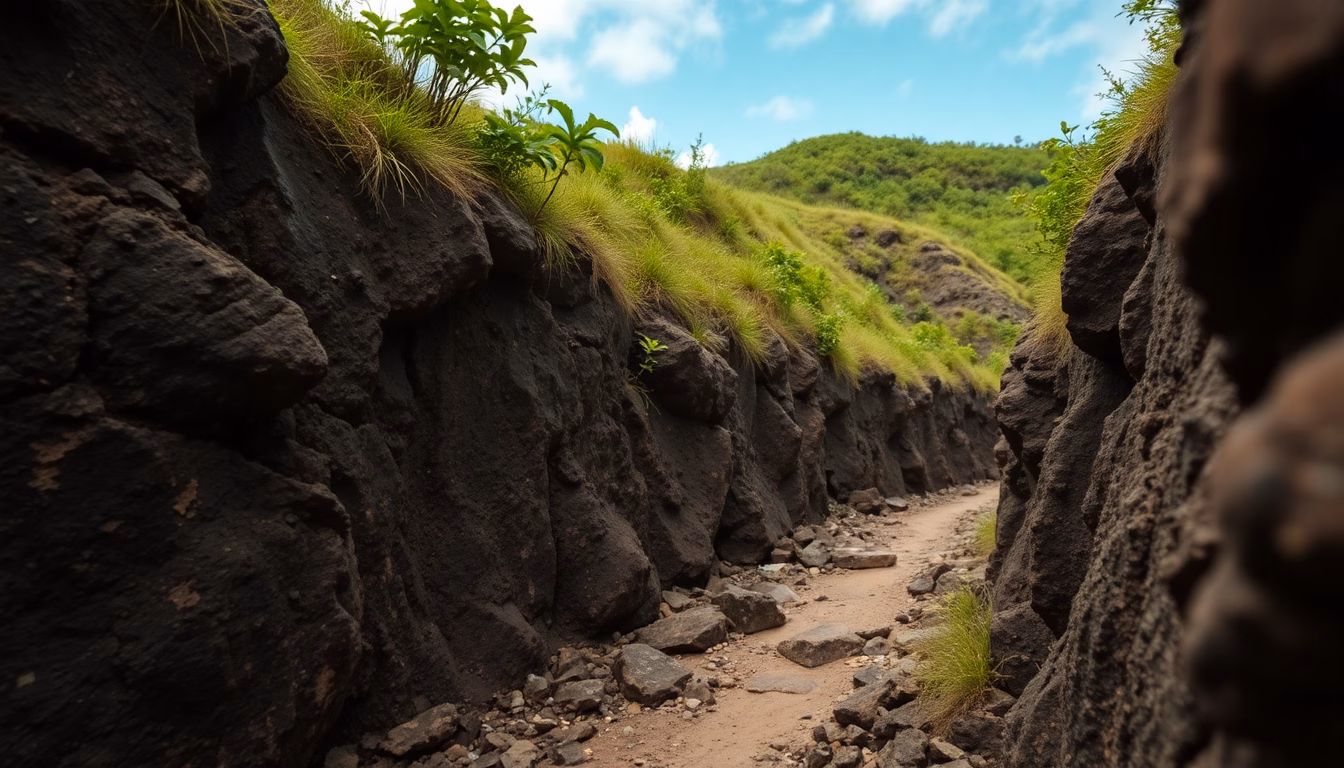 coureur traversant paysage volcanique Réunion
