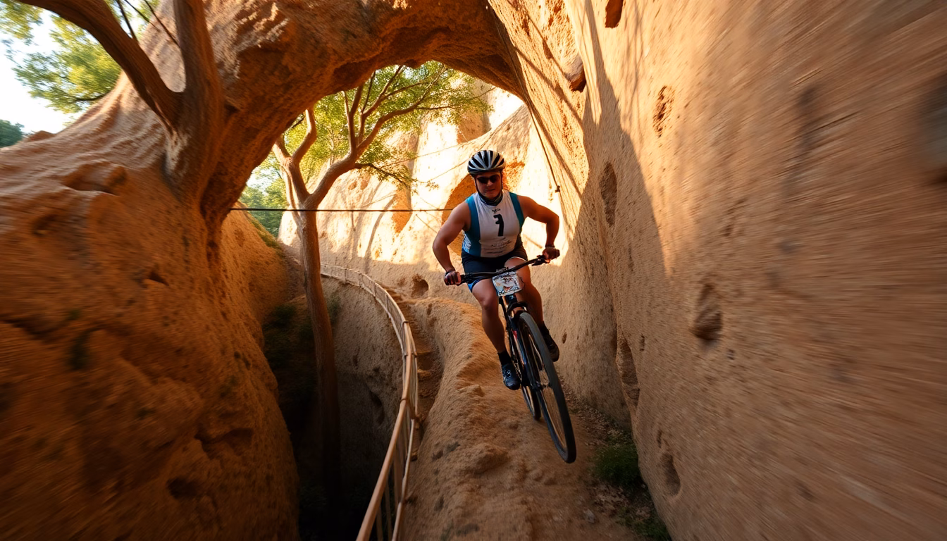 Coureur en plein effort sur un sentier de montagne luxuriant