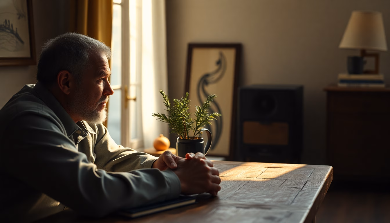 Portrait pensif d'un artiste célèbre