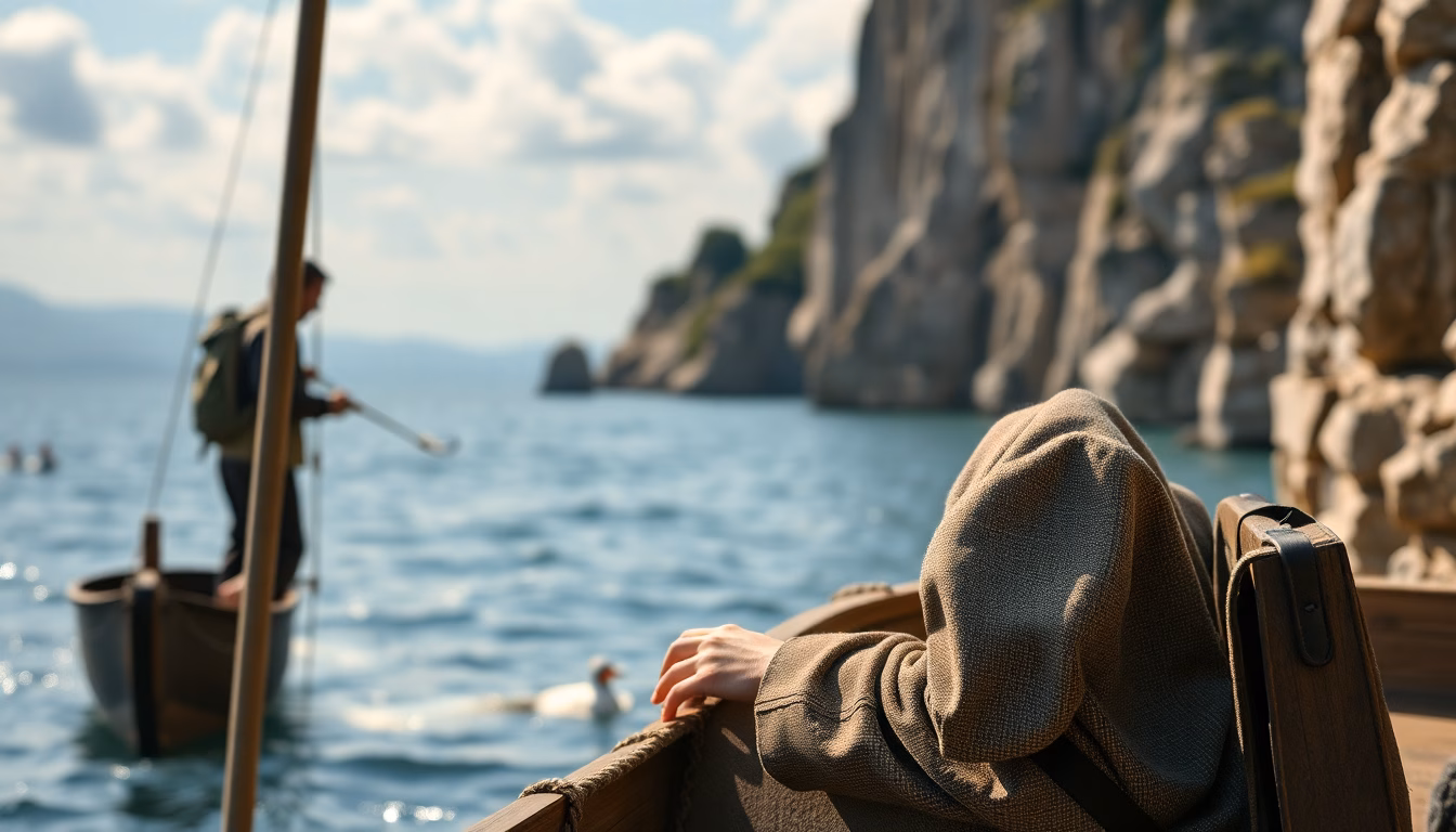 Joaquín Panichelli devant un paysage exotique
