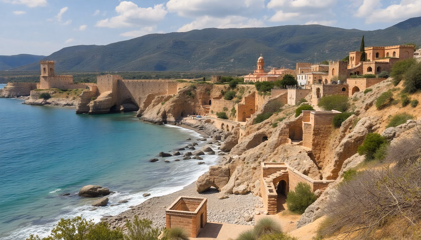 Village blanc andalou perché sur une colline