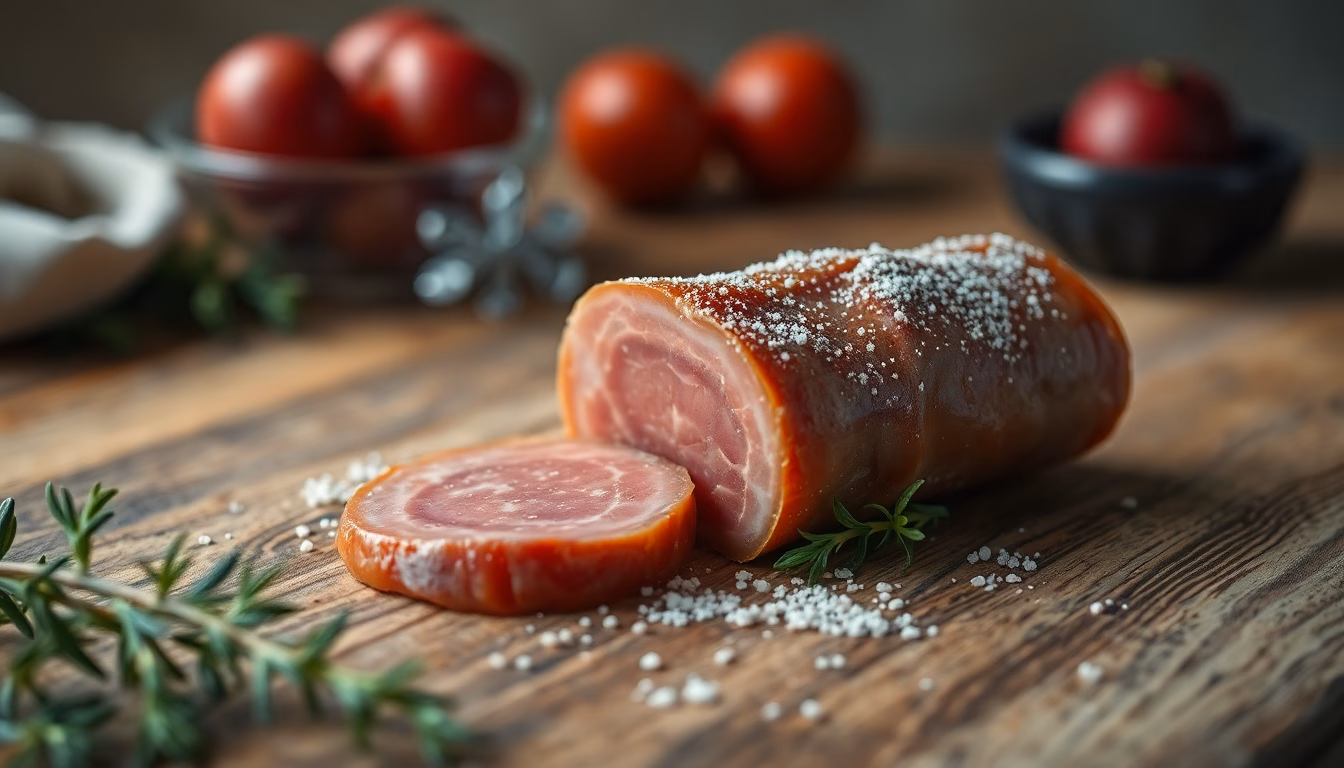 Expert alimentaire examinant une étiquette de jambon