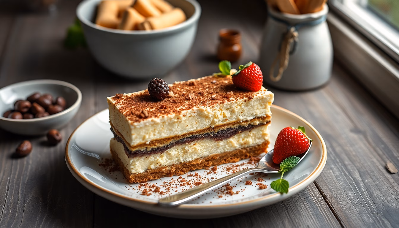 part de tiramisu crémeux