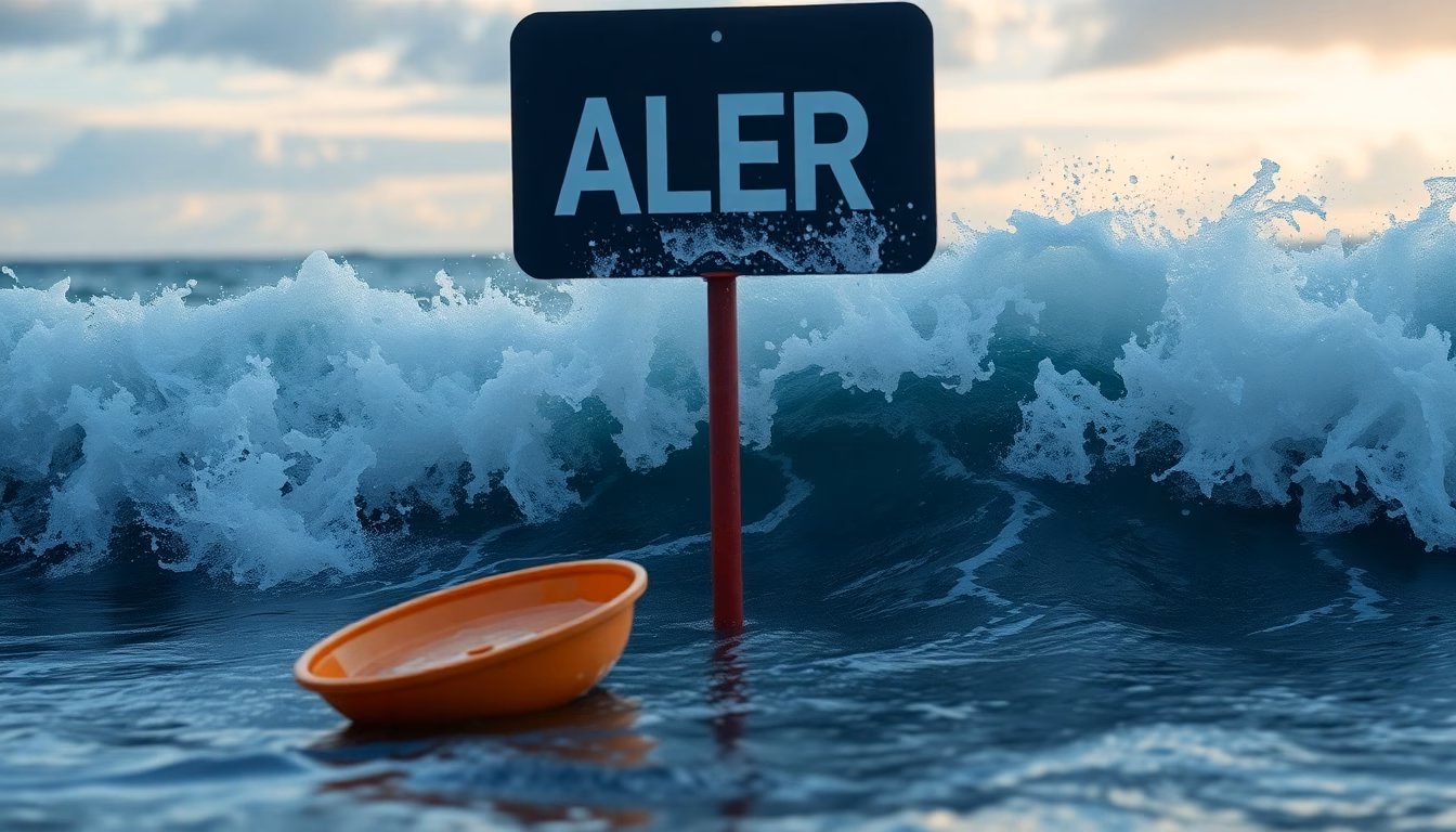 vague de tsunami face à la côte japonaise