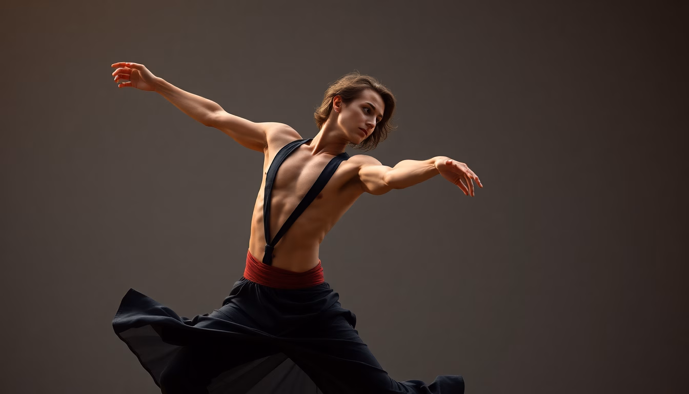 Danseur gracieux en pleine performance sur scène