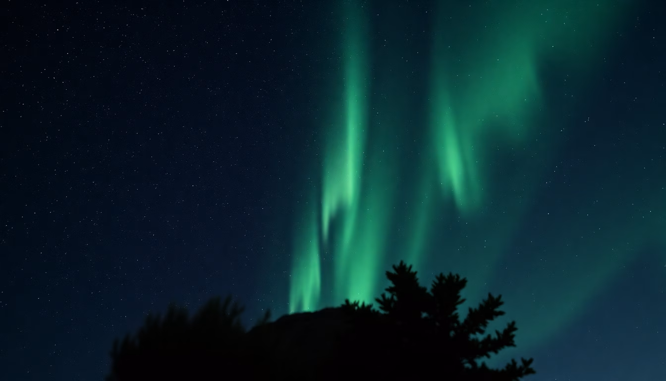 Ciel nocturne illuminé par des aurores boréales