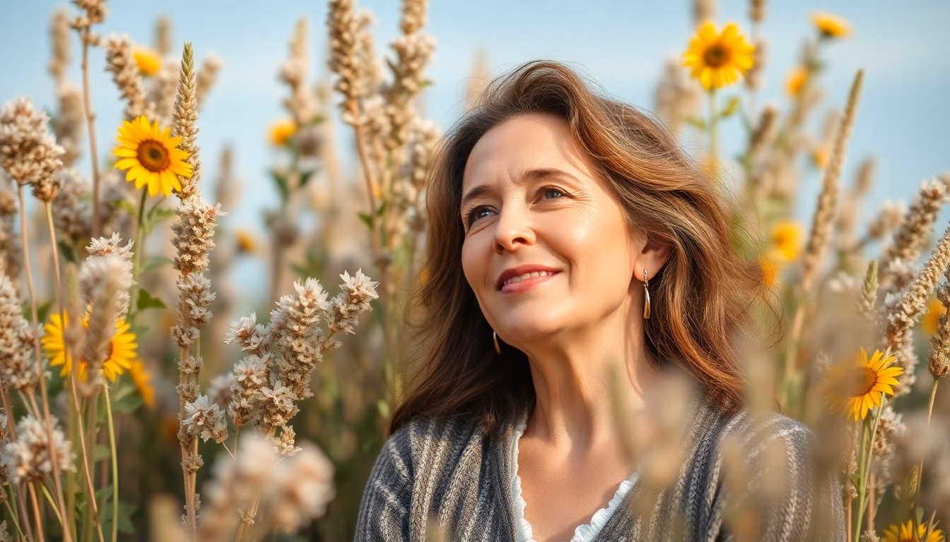Portrait de Léa Drucker souriante et sereine