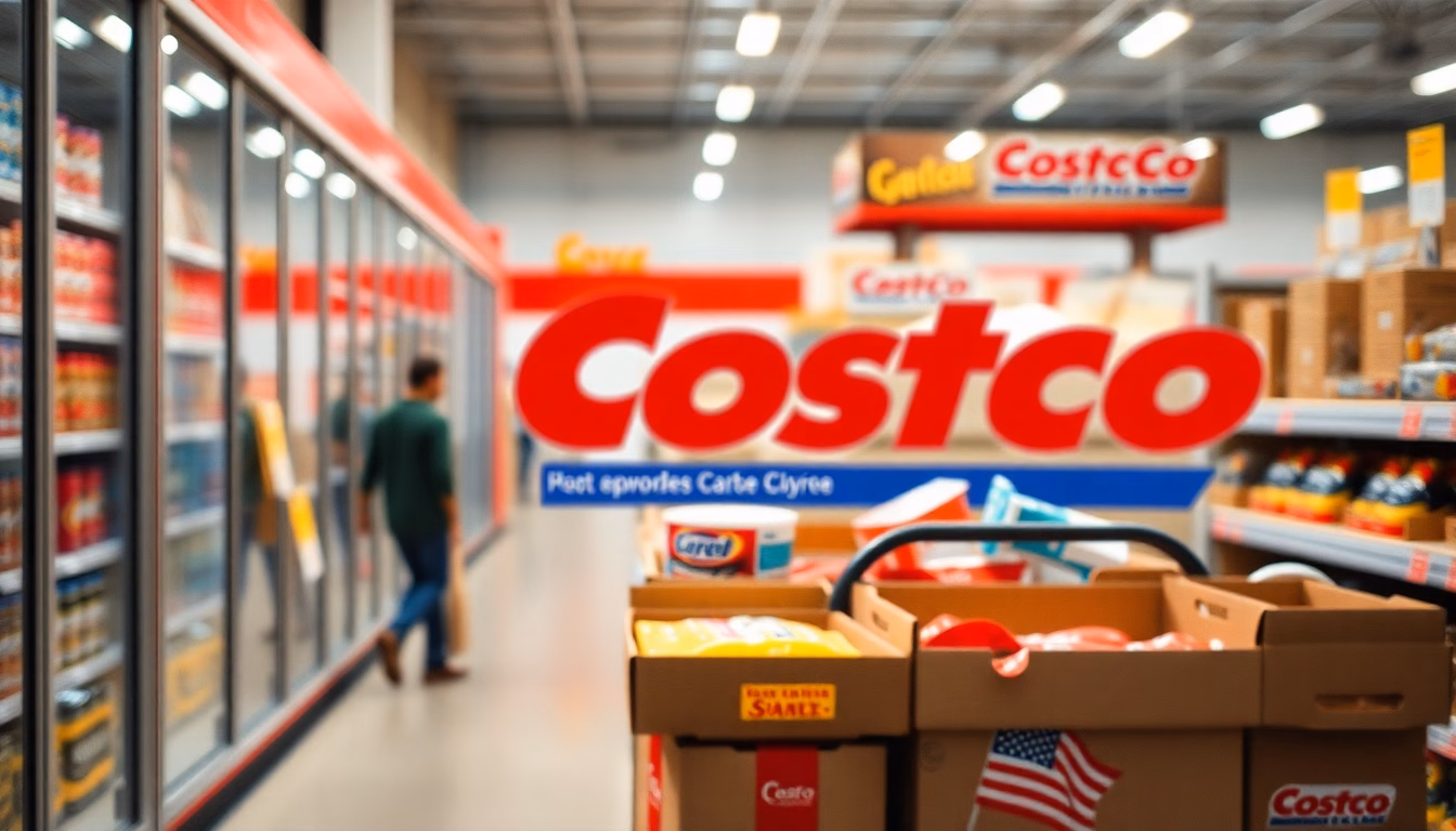 Personne montrant des produits en promotion chez Costco